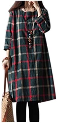 Amazon Burning Go レディース タータンチェック ワンピース リネン ミディ丈 秋服 長袖 森ガール カジュアル 大きサイズ コート ジャケット 通販