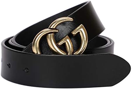 Women's Cowhide Leather Belt Gold Buckle for Pants Jeans Shorts Dresses Ladies Design Leather Belts Christmas Gift