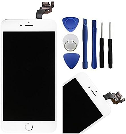 Coreplace For iPhone 6 Plus LCD Screen Replacement Touch Digitizer Full Assembly with Home Button + Ear Speaker + Front Facing Camera + Frame with Repair Tools and Screen Protector (5.5 inch White)