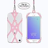 Cell Smartphone Phone Lanyard Strap, Universal Case Cover Holder Lanyard Necklace Wrist Strap With ID Card Slot For iPhone X 8 7 6S 6 Plus Galaxy S7 S6(Veiled Rose)