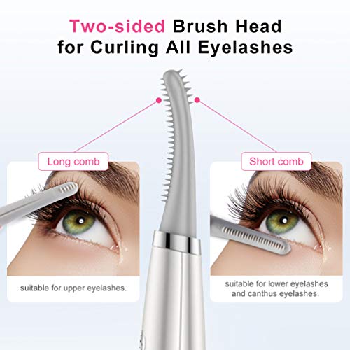 Heated Eyelash Curler, Newest Mini USB Rechargeable Lashes Curlers with Longer Silicone Heating Curl Comb LED Display 3 Temperature for Lashes Curling Natural Quick Heating Long Lasting Safe Painless