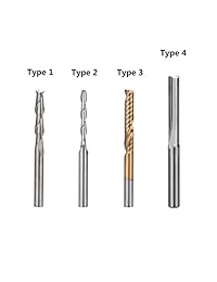 HQMaster   Juego de brocas de enrutador CNC (4 tipos cada 10 piezas), molinillo de punta de bola recta enrutador en espiral con revestimiento de titanio, cortador de fresado grabado, herramienta de corte de ranuras, herramienta de combinación, acrílico, m