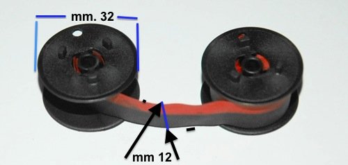 title=Nastro in stoffa per CALCOLATRICE doppia bobbina NERO/ROSSO o NERO/NERO