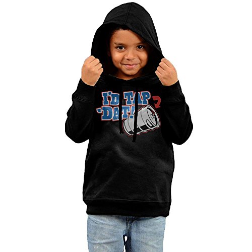ZheuO Boys & Girls Toddler Beer I'd Tap That Keg Funny Party Casual Style Hoodie Hoodies 5-6 Toddler Black - Thumbnail 2