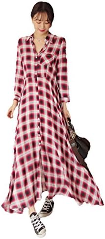 BBORAM Tartan Check Long Dress/Made In Korea/Korean Fashion/2 Color (Red)