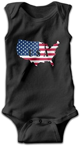 Usa Flag American Map Cotton Baby Girls Boys Toddler Sleeveless Unisex Bodysuit Onesies Rompers 6 M