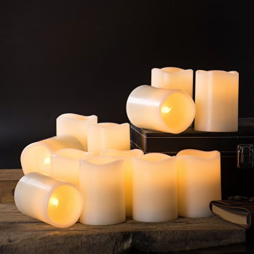 Enpornk Set of 12 (D3" x H4") Flameless Candles Battery Operated LED