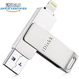iPhone Flash Drive for iPad 32GB Lightning USB 3.0 Apple MFI Certified External Storage Memory Stick Adapter Expansion for iPad iOS PC Macbook,Touch ID Encryption,iDiskk Brand