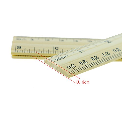 Amersumer 30PCS 12inch/30cm + 6inch/15cm Wooden Student Ruler Wooden School Rulers Office Ruler Measuring Ruler Teaching Ruler, 2 Scale,2 Size. - Thumbnail 3