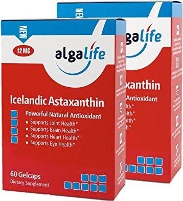 Icelandic Astaxanthin 60 Count - 12mg with Hi-Oleic Sunflower Oil - 60 GelCaps 12 mg of Pure Natural Astaxanthin - Pack of 2