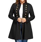 Plus Size Vintage Coats Women Longline Coat Double Breasted Flare Windbreaker