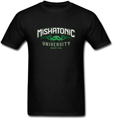 Christan Men Miskatonic University Short Sleeve Graphic T-Shirt Black Size XL