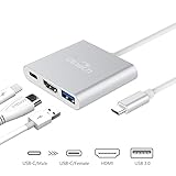 ELNATH Type-C to HDMI Adapter USB C Hub Adapter Converter 4K USB 3.0 USB-C Charging Port Compatible for New MacBook with Thunderbolt 3 Chromebook Pixel DELL XPS13 USB-C Digital AV Multiport Adapter