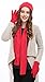 3 Piece Hat, Scarf & Glove Women's Winter Set,Red