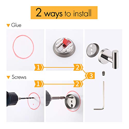 KES Bathroom Towel Ring SUS 304 Stainless Steel Towel Holder for Kitchen Modern Square Style Wall Mount No Drill Brushed Brass Finish, A2480DG-BZ - Thumbnail 6