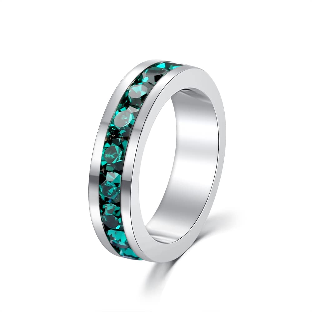 Bosvision Birthstone Pendant Charm for Necklace – Full Eternity, Stackable Crystal Birthstone – Silver or Gold Plated by Muses Art Design