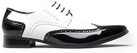 Mister Carlo ARTISTA Mens Pointed Faux Leather/Patent Shoes Black & White