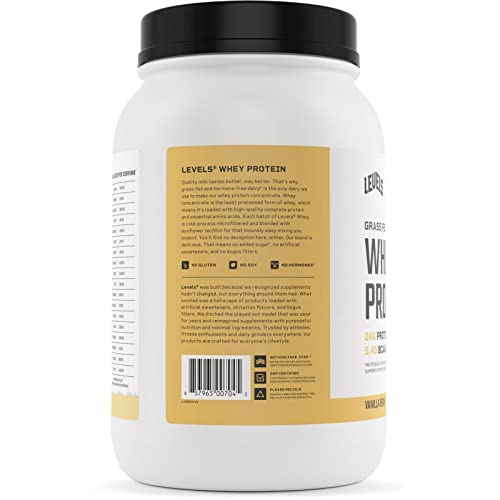 Levels Grass Fed 100 Whey Protein, No Hormones, Vanilla Bean, 2LB