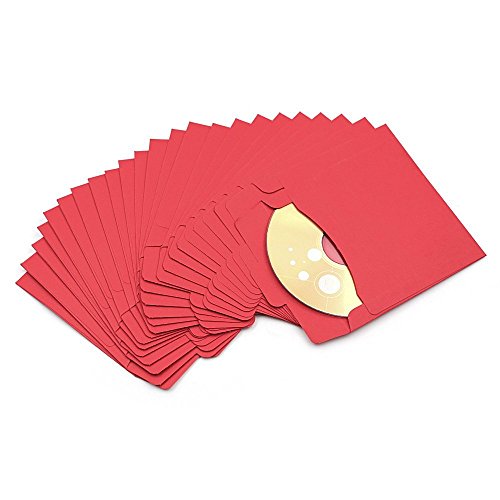 CD DVD Kraft Paper Sleeves Envelope Wedding Party CD DVD Paper Cover Bag Thick CD DVD Pack Case Holder (50Pcs, Red)