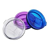 LJY Spill and Splash Resistant Tumbler Lid for Yeti Rambler and RTIC Tumblers, 30 oz, 3-Pack (Blue + Purple + Transparent)