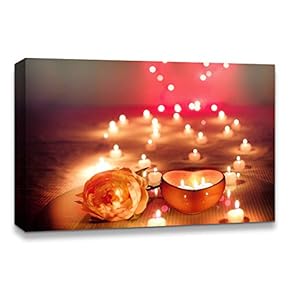 Canvas Wall Art Christmas Candles for Celebration Painting Artwork for Home Prints Framed - 12x18 inches