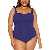 BECCA ETC Women's Plus Size Tie-Shoulder Swimsuit (Starry Night Blue, 1X)