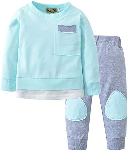 XoiuSyi,Autumn Newborn Infant Baby Boy Girl Light Color T Shirt Tops+Pants 2PCS Outfits Clothes Set