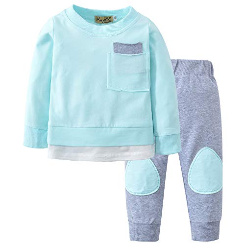 XoiuSyi,Autumn Newborn Infant Baby Boy Girl Light Color T Shirt Tops+Pants 2PCS Outfits Clothes Set