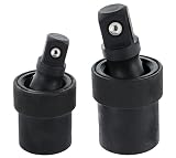 Drixet 3/8" & 1/2-Inch Drive Impact Universal Swivel Joint Set | 2Pc Cr-Mo Ball Type Flexible Wobble U-Joint Socket Adapters for Hard to Reach Nuts/Bolts