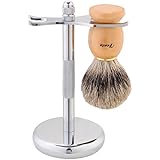 Fento Badger Hair Shaving Brush and Chrome Razor Stand