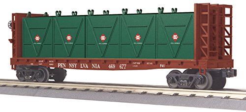 MTH 3076603 O Pennsylvania Flat Car with Bulkheads & LCL Containers Ca