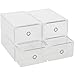 C&AHOME DIY Stackable Shoe Box Clear Plastic Storage Box Foldable Shoe Container Closet Organizer,4 Pack