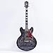 2019 NEW GROTE 335 style Jazz Electric Guitar Flame Maple top Semi-Hollow Body Gold Hardware (black)