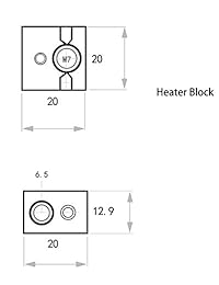 zomiee 2pcs M7 26 mm. extrusora Tubo + 2 piezas latón boquilla extrusora cabezales de impresión + 2 piezas Bloque Calentador De Aluminio especializado para MK10 M7 filamento Makerbot Reprap 3d impresoras