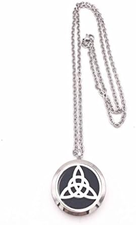Irish Celtic Knot Aromatherapy Essential Oil Diffuser Necklace &amp; Locket Pendant Hypo-Allergenic Premium Stainless Steel 24 inch Chain &amp; 5 Color Reusable Felt Pads in Gift Box
