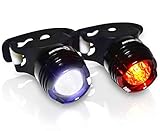 Stupidbright Micro LED Strap-On Front & Rear Bike Light Set (2 Pack)