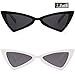 SOJOS Designer Cateye Triangle Sunglasses High Pointed Flat Mirrored Lens SJ2051 with Black Frame/Grey Lens + White Frame/Grey Lens 2 Pairs of Sunglasses
