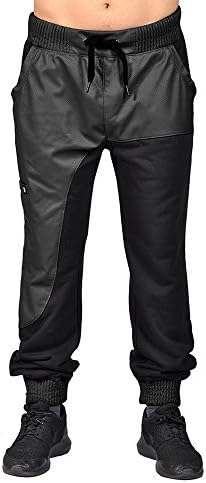 Faux Leather Drawstring 4 Pocket Bottom Zip Cuff Joggers.