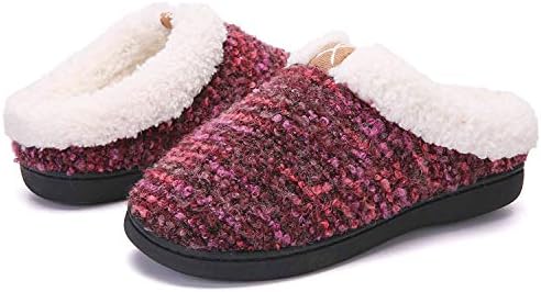 Mens Slippers Women Cozy Memory Foam Plush Fleece House Shoes Furry Wool-Like w/Indoor Outdoor