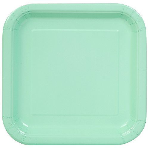 Square Mint Paper Plates, 14ct