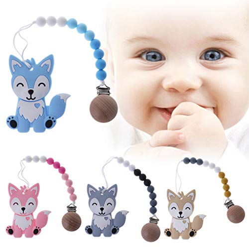image for TeemorShop 1 Set Pacifier Clip with Cartoon Fox Teether Baby Nipple Ch