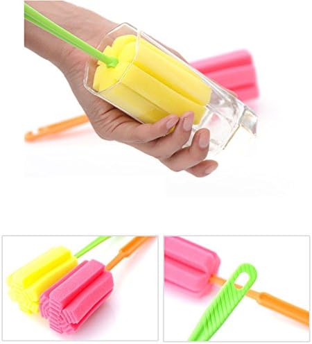 Topxome 1pcs Householder Handy Cleaning Brush, Glass Brush, Cup Brush Sponge, Dish Washing Foaming Plastic Handle Wine Bottle Tea Coffee Mug(Multicolor)