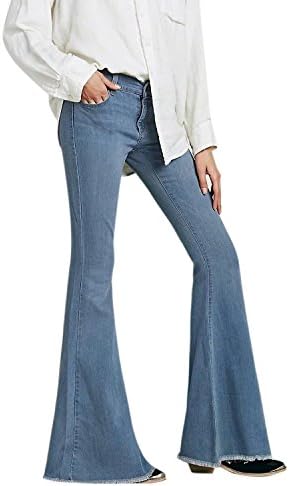Misscat Women Flared Jeans Classic Low Waist Skinny Denim Long Trousers