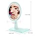 RUIXINLI Makeup Mirror with Rechargeable LED Lighting (USB Charger) - Round Shaped Touchscreen Dimmable LED light Vanity Mirror (Mint Green)