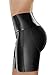 YIANNA Women's High Waist Tight Shorts Perfect Tummy Control Waist Panties Mid Thigh Slimmer Shaper, Y7103-Black-M