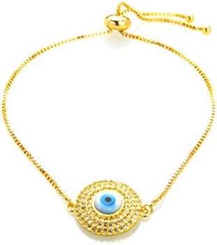 Moondust Rose Gold Plated American Diamond Evil Eye Charm Strand Bracelet for Women