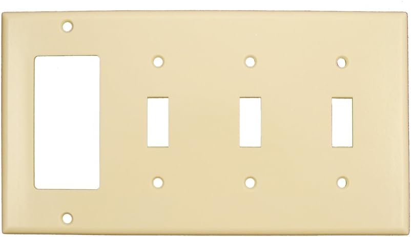 Leviton P326-I 4-Gang 3-Toggle 1-Decora/GFCI Device Combination Wallplate, Ivory