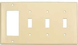 Leviton P326-I 4-Gang 3-Toggle 1-Decora/GFCI Device Combination Wallplate, Ivory