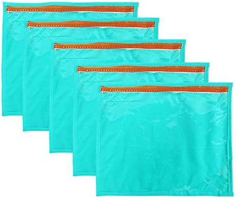 Bagaholics Saree Cover Transparent Fancy Wedding Gift Single Saree Cover (Pack of 5) (Turquoise)