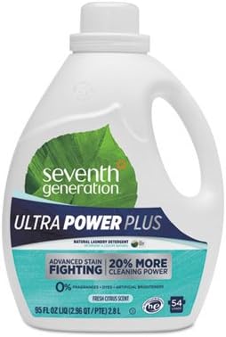 Natural Liquid Laundry Detergent, Ultra Power Plus, Fresh, 54 Loads, 95oz, 4/ct